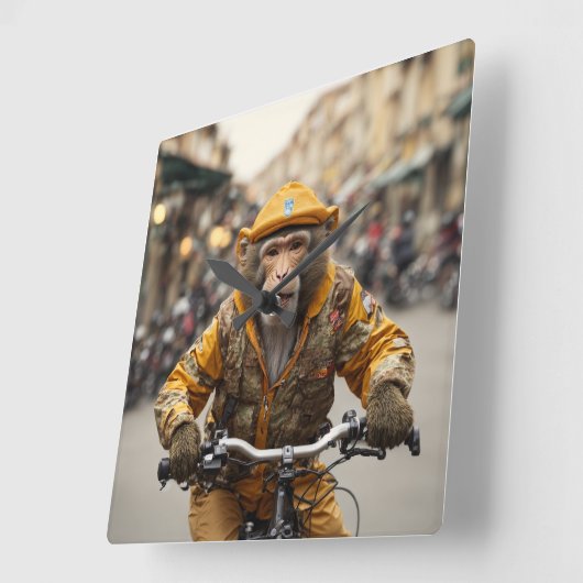 Grappige Aap Fietsen Wandklok (Hoek)