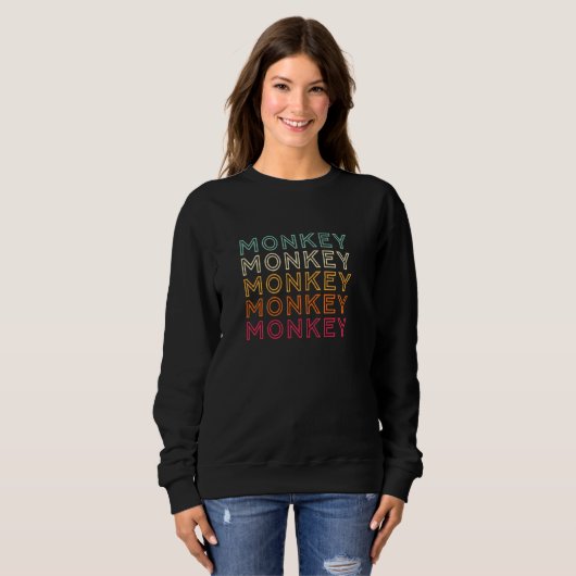 Grappige aap Gorilla Retro Monkey Pullover (Voorkant volledig)