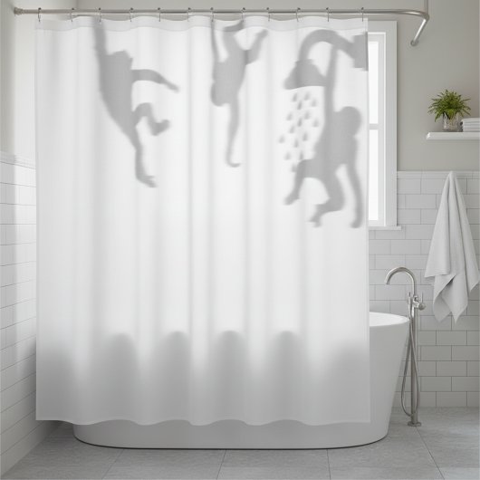 Grappige aap in de douche Silhouet Schaduw Douchegordijn