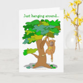 Grappige aap in een boom aangepaste foto gezicht S Kaart (Gele Bloem)