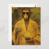 Grappige aap in een geel gewaad briefkaart (Voorkant / Achterkant)