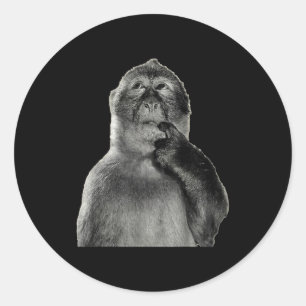 Grappige Aap Meme Met Retro Odore Humor Kunststijl Ronde Sticker