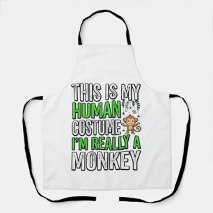 Grappige Aap Mens Kostuum Halloween Shirt Ontwerp_ Schort