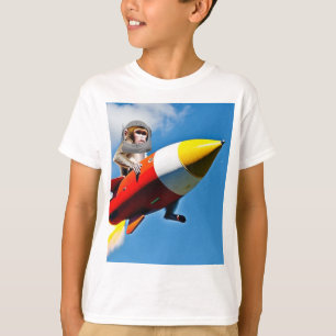 Grappige aap op een raket t-shirt