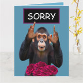Grappige Aap & Rozen Excuus Kaart (Gele Bloem)