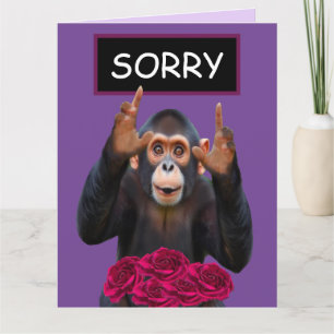 Grappige Aap & Rozen Verontschuldigingskaart Kaart