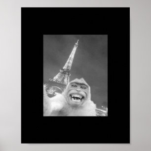 Grappige Aap Selfie Eiffeltoren In Parijs Mannen V Poster