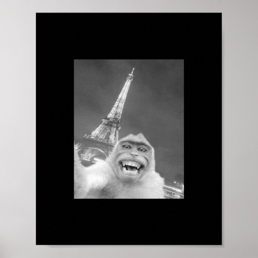 Grappige Aap Selfie Eiffeltoren In Parijs Mannen V Poster (Voorkant)