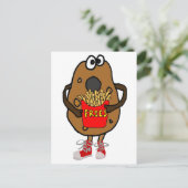 Grappige Aardappel die de Cartoon van Frieten eten Briefkaart (Staand voorkant)