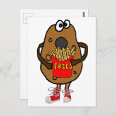 Grappige Aardappel die de Cartoon van Frieten eten Briefkaart (Voorkant / Achterkant)