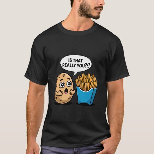 Grappige Aardappel en Friet Humor T-shirt (Voorkant)