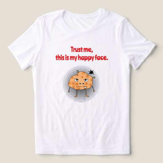 Grappige Aardappel Gelukkig Gezicht Tri-Blend Shirt (Design voorkant)
