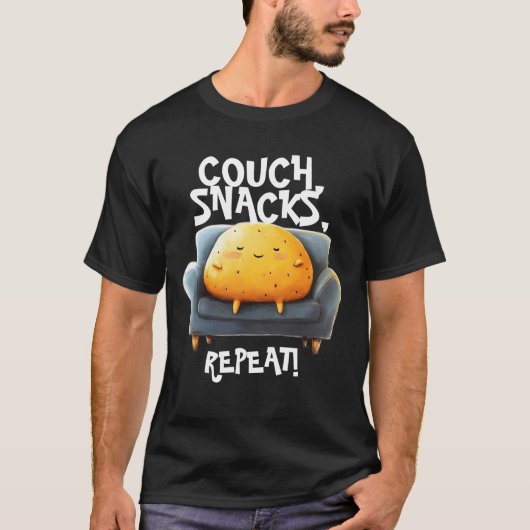 Grappige Aardappel op de Bank T-shirt (Voorkant)