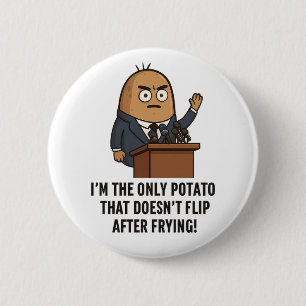 "Grappige Aardappel Persconferentie – Politieke Hu Ronde Button 5,7 Cm
