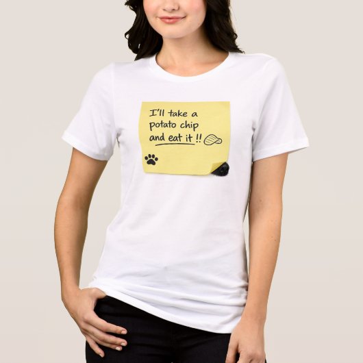 Grappige Aardappelchip Hond Post-it Mop Tri-Blend Shirt (Voorkant)