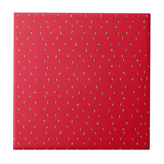 Grappige aardbei achtergrond rood tegeltje (Voorkant)