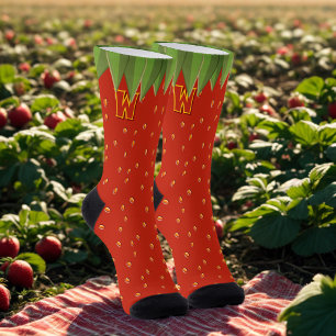 Grappige aardbei fruit rode gebreide sokken met mo