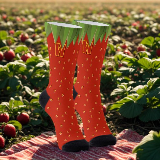 Grappige aardbei fruit rode gebreide sokken met mo