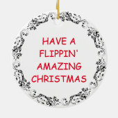 Grappige aardbei pannenkoeken Pun Christmas Keramisch Ornament (Achterkant)