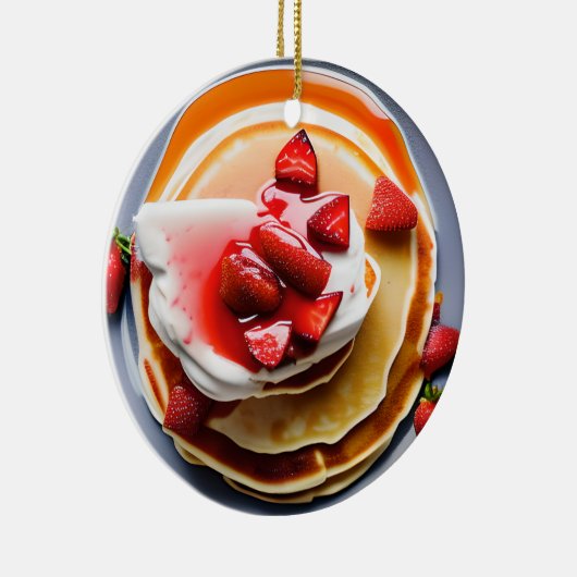 Grappige aardbei pannenkoeken Pun Christmas Keramisch Ornament (Rechts)