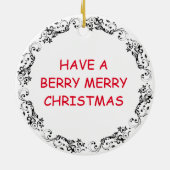 Grappige aardbei pannenkoeken Pun Christmas Keramisch Ornament (Achterkant)