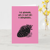 Grappige aardbeien Pun Verjaardag voor Grootmoeder Kaart (Gele Bloem)