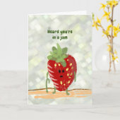 Grappige aardbeien woordspeling heup knie chirurgi kaart (Gele Bloem)