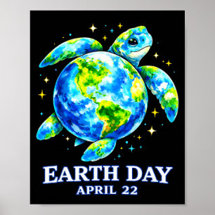 Grappige aarde dag 2026 save de aarde zee schildpa poster