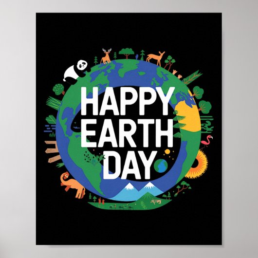 Grappige aarde gelukkige aarde dag maak aarde scho poster (Voorkant)