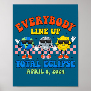 Grappige Aarde Maan Zon Totale Zonsverduistering Poster