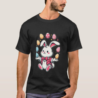 Grappige Aardige Paashaas Jongleerend Kleurrijke E T-shirt