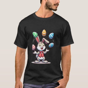 Grappige Aardige Paashaas Jonglerend met Kleurrijk T-shirt