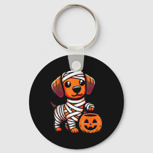 Grappige Aardige Puppy Ingepakt Mummie Zombie Sleutelhanger