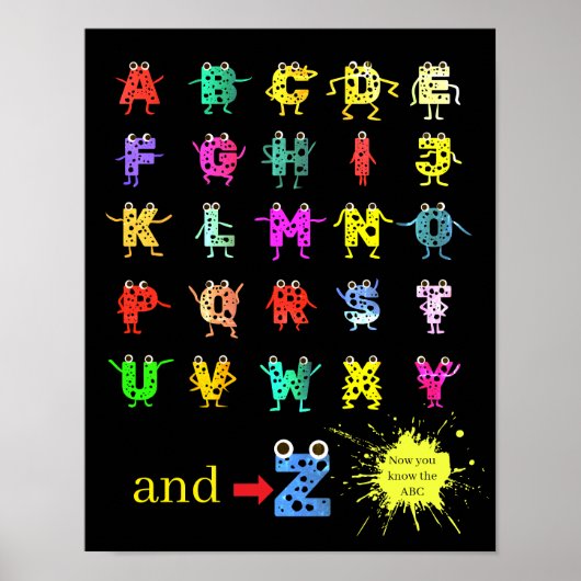 Grappige ABC Alfabet Vrienden Poster (Voorkant)