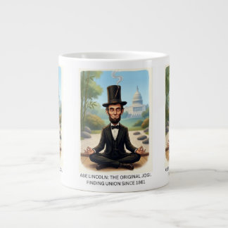 Grappige Abe Lincoln Yoga Caricatuur - De Originel Grote Koffiekop