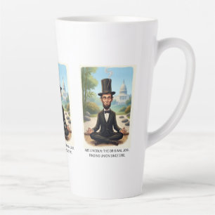 Grappige Abe Lincoln Yoga Caricatuur - De Originel Latte Mok