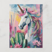 Grappige Abstracte eenhoorn en vetplanten Briefkaart (Voorkant)