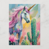 Grappige Abstracte eenhoorn en vetplanten Briefkaart (Voorkant)