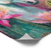 Grappige Abstracte eenhoorn en vetplanten Poster (Hoek)