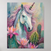 Grappige Abstracte eenhoorn en vetplanten Poster (Voorkant)