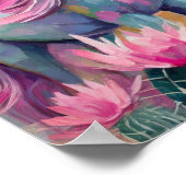 Grappige Abstracte eenhoorn en vetplanten Poster (Hoek)