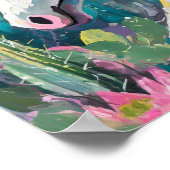 Grappige Abstracte eenhoorn en vetplanten Poster (Hoek)