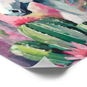 Grappige Abstracte eenhoorn en vetplanten Poster (Hoek)