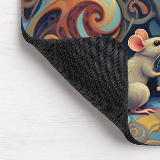 Grappige Abstracte kat en muis Muismat (Hoek)