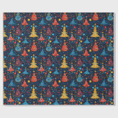 Grappige Abstracte kerstbomen in felle kleuren Cadeaupapier (Vlak)