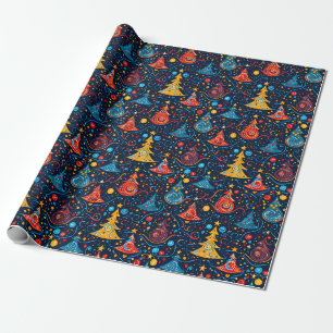 Grappige Abstracte kerstbomen in felle kleuren Cadeaupapier