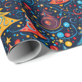 Grappige Abstracte kerstbomen in felle kleuren Cadeaupapier (Rol Hoek)