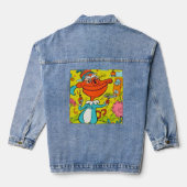 Grappige Abstracte Krokodil Denim Jacket (Achterkant)