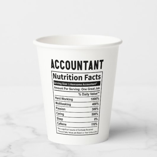 Grappige accountant Voedingsfeiten Papieren Bekers (Voorkant)
