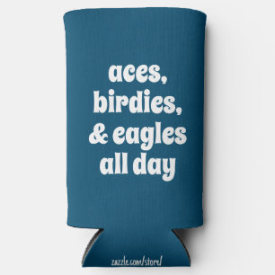 Grappige Aces, Birdies, & Eagles de hele dag blauw Seltzer Blikjeskoeler